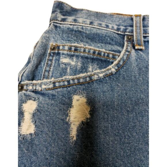 Carmar Beatrice Rhinestone Zipper Distressed Mini Skirt Size 26 - Picture 2 of 12